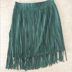 Forrest green fringe skirt- Dillard's